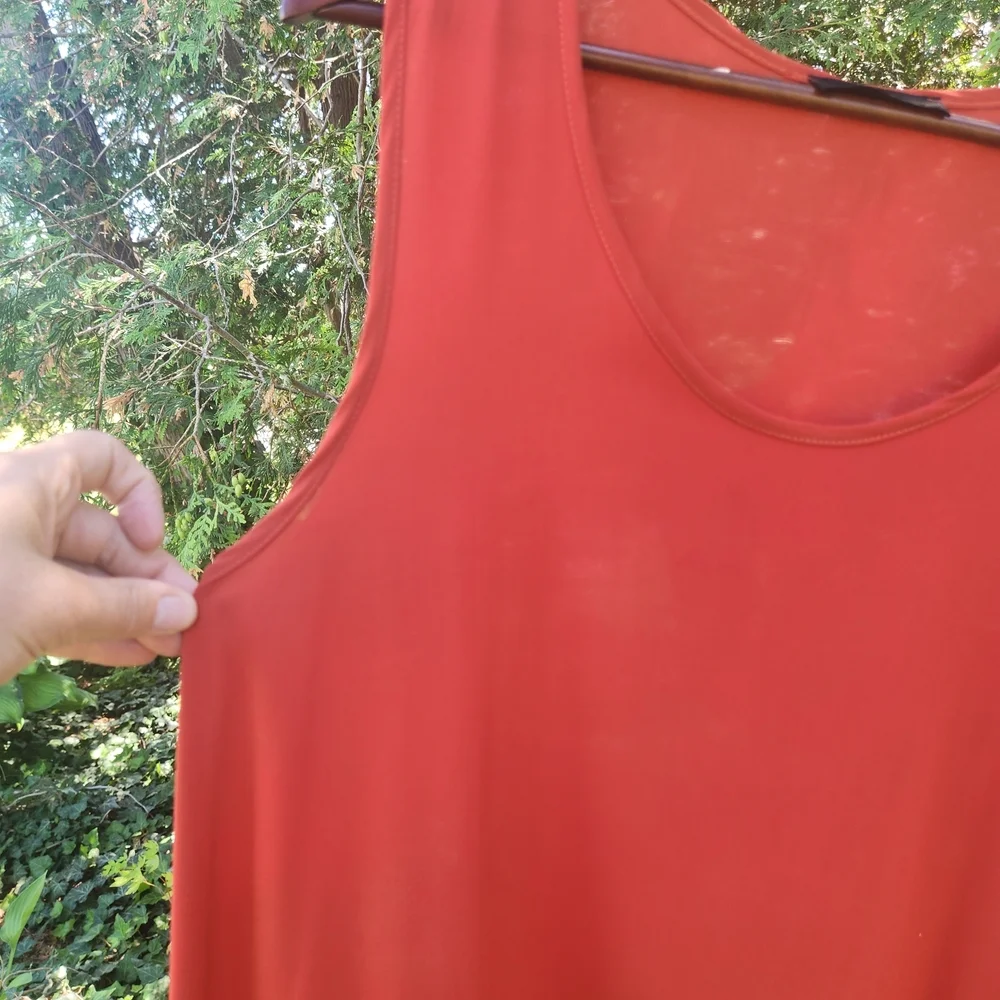 Rust Orange Sleeveless Ruffle Dress - Picture 3 of 6